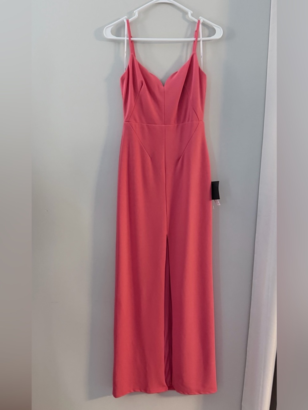 NWT Lulus Coral Pink Spaghetti Strap With Slit Evening Gown Small - Picture 5 of 9